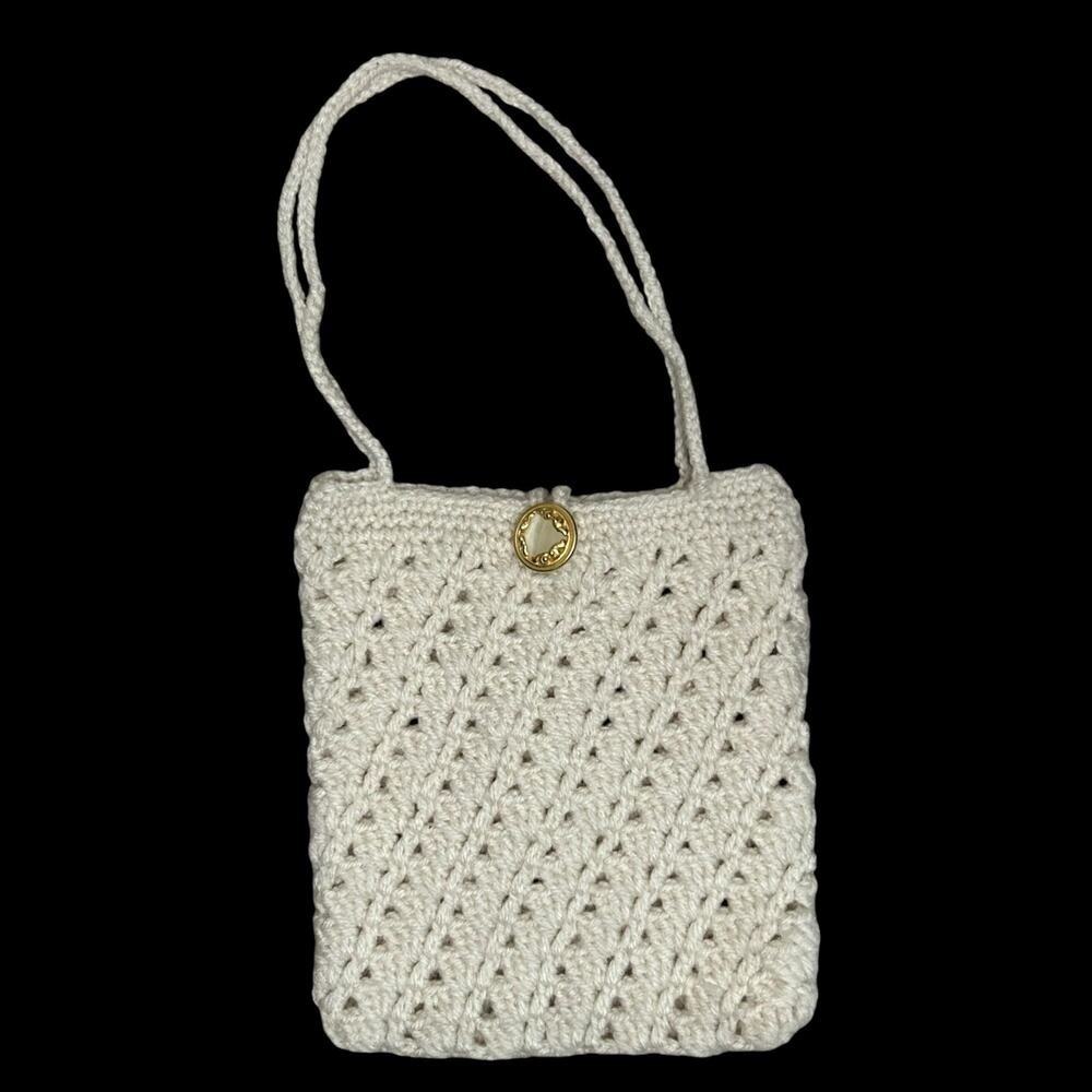 Vintage Cream Colored Knit Mini Purse